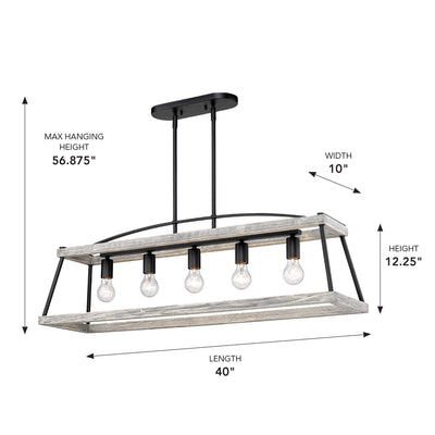 Golden Lighting Teagan 5-light Island Light in Natural Black - - Golden Lighting