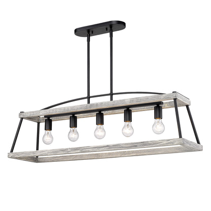 Teagan Linear Pendant in Natural Black with Gray Harbor Accents - - Golden Lighting