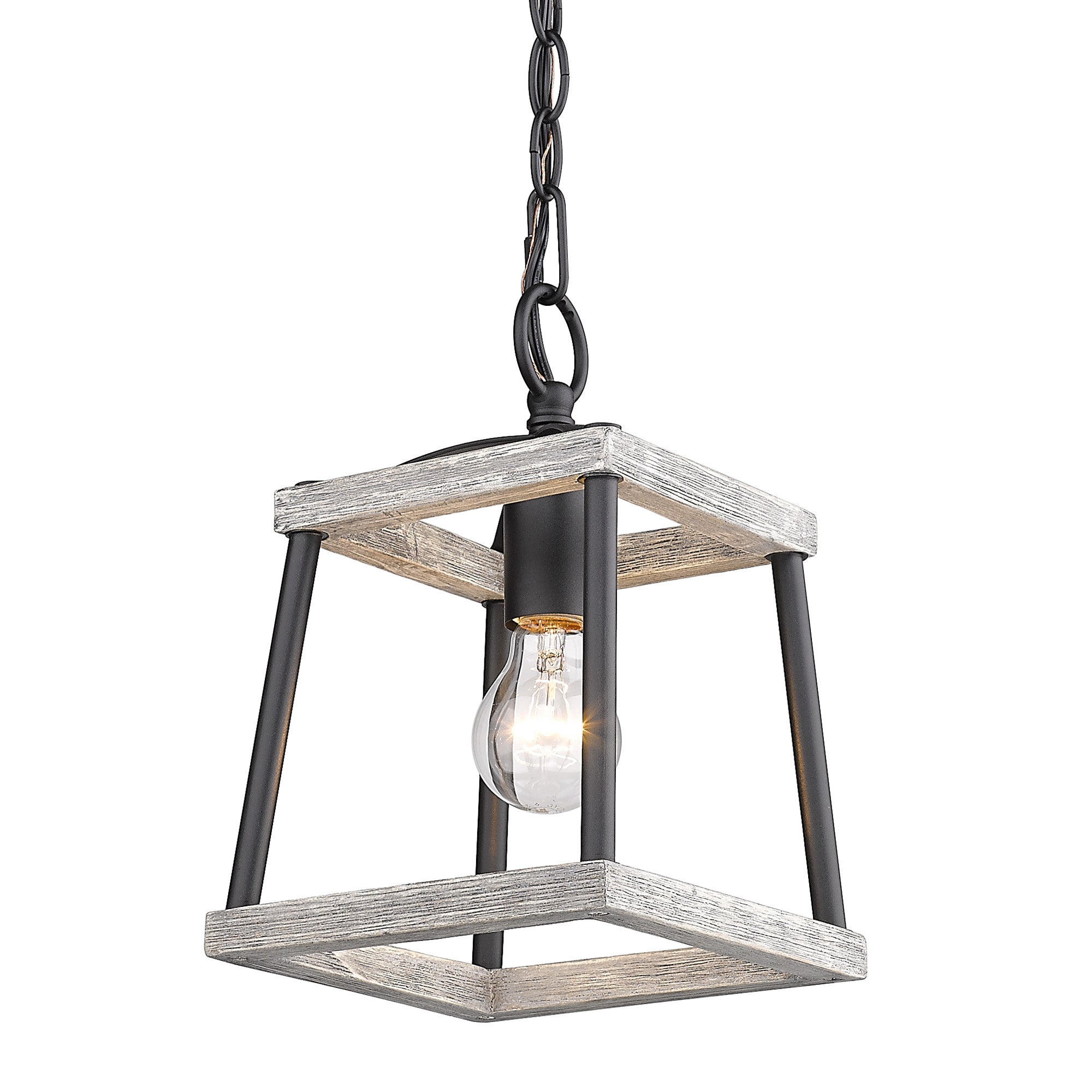 Teagan Mini Pendant in Natural Black with Gray Harbor Accents - - Golden Lighting