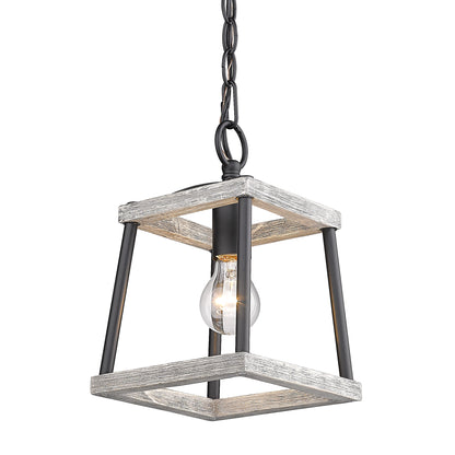 Teagan Mini Pendant in Natural Black with Gray Harbor Accents - Natural Black / Gray Harbor Wood / Gray - Golden Lighting