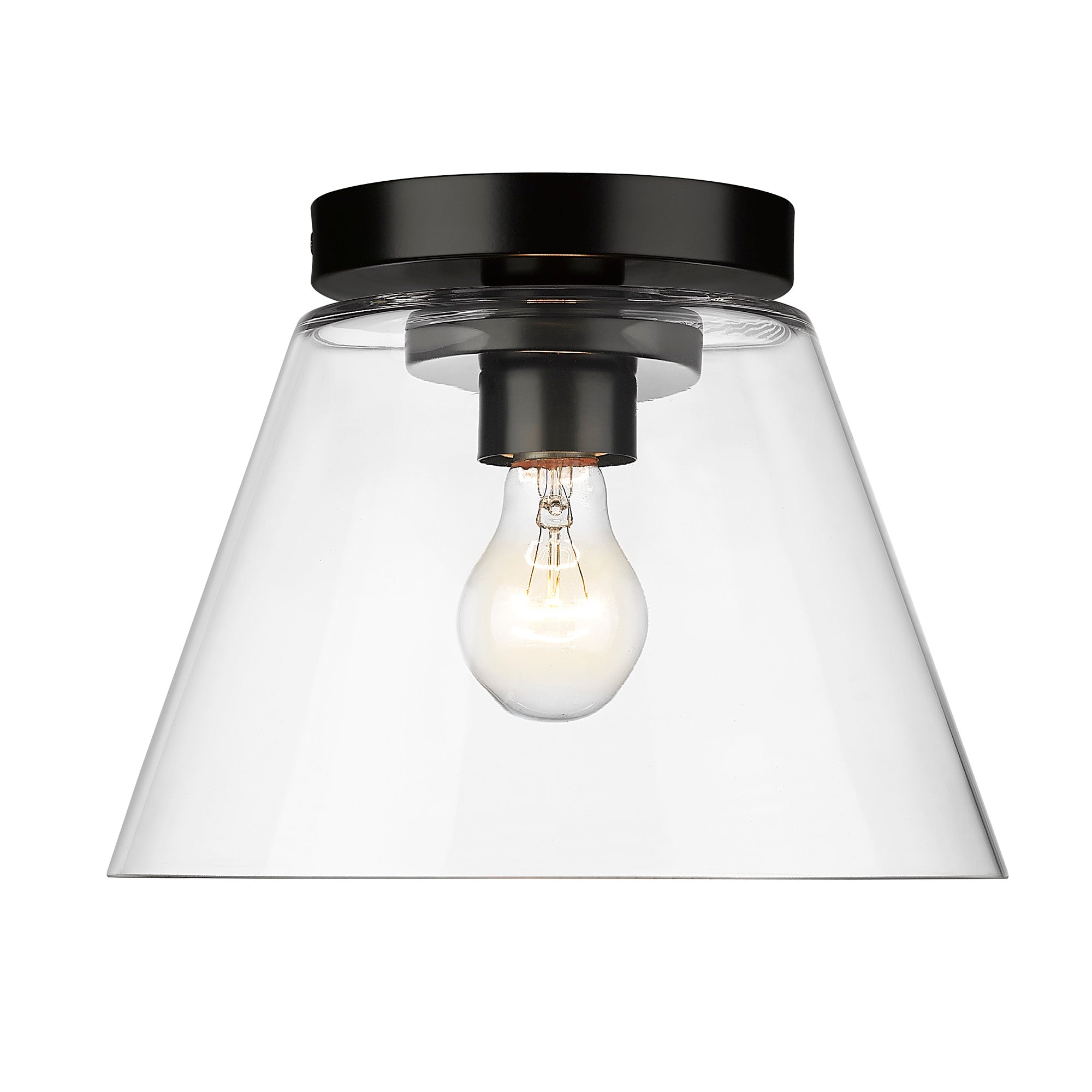 Penn Flush Mount in Matte Black with Clear Glass Shade - Default Title - Golden Lighting