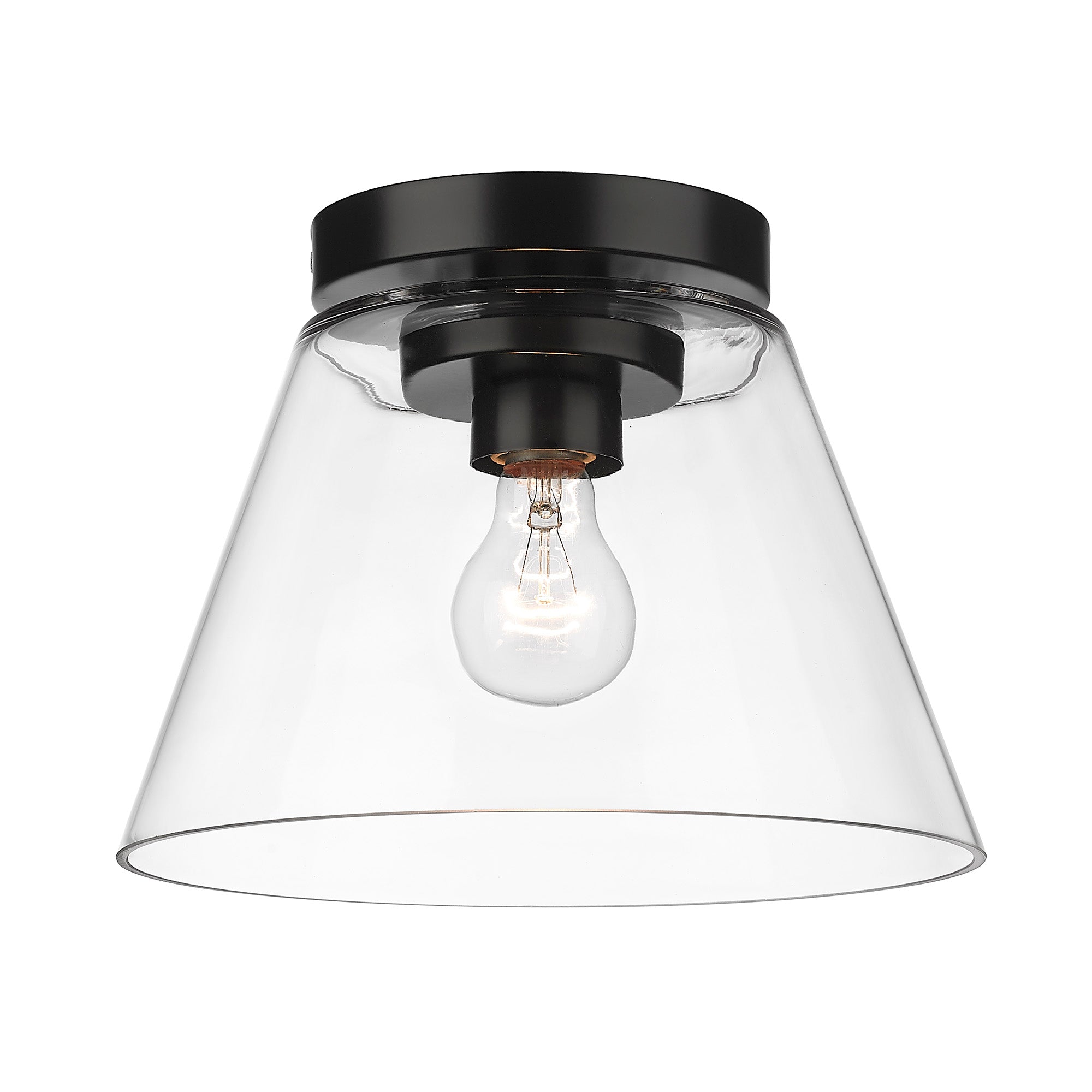 Penn Flush Mount in Matte Black with Clear Glass Shade - - Golden Lighting