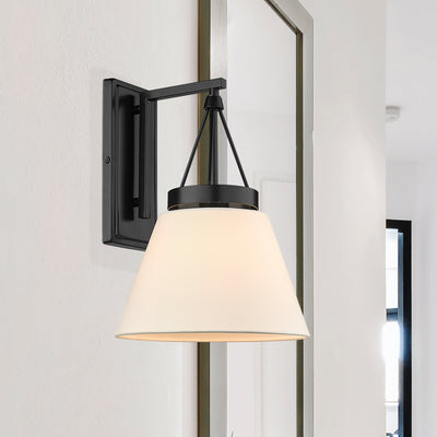 Golden Lighting Penn 1-light Wall Sconce in Matte Black and Modern White shade - - Golden Lighting