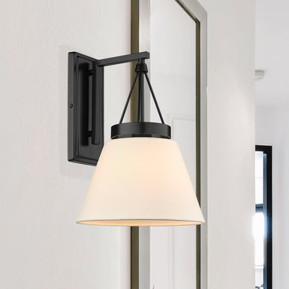 Golden Lighting Penn 1-light Wall Sconce in Matte Black and Modern White shade - - Golden Lighting