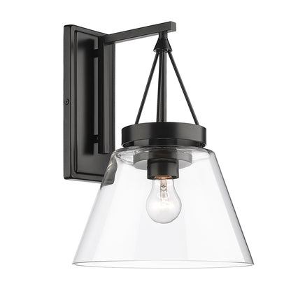 Penn 1 Light Wall Sconce in Matte Black with Clear Glass Shade - - Golden Lighting