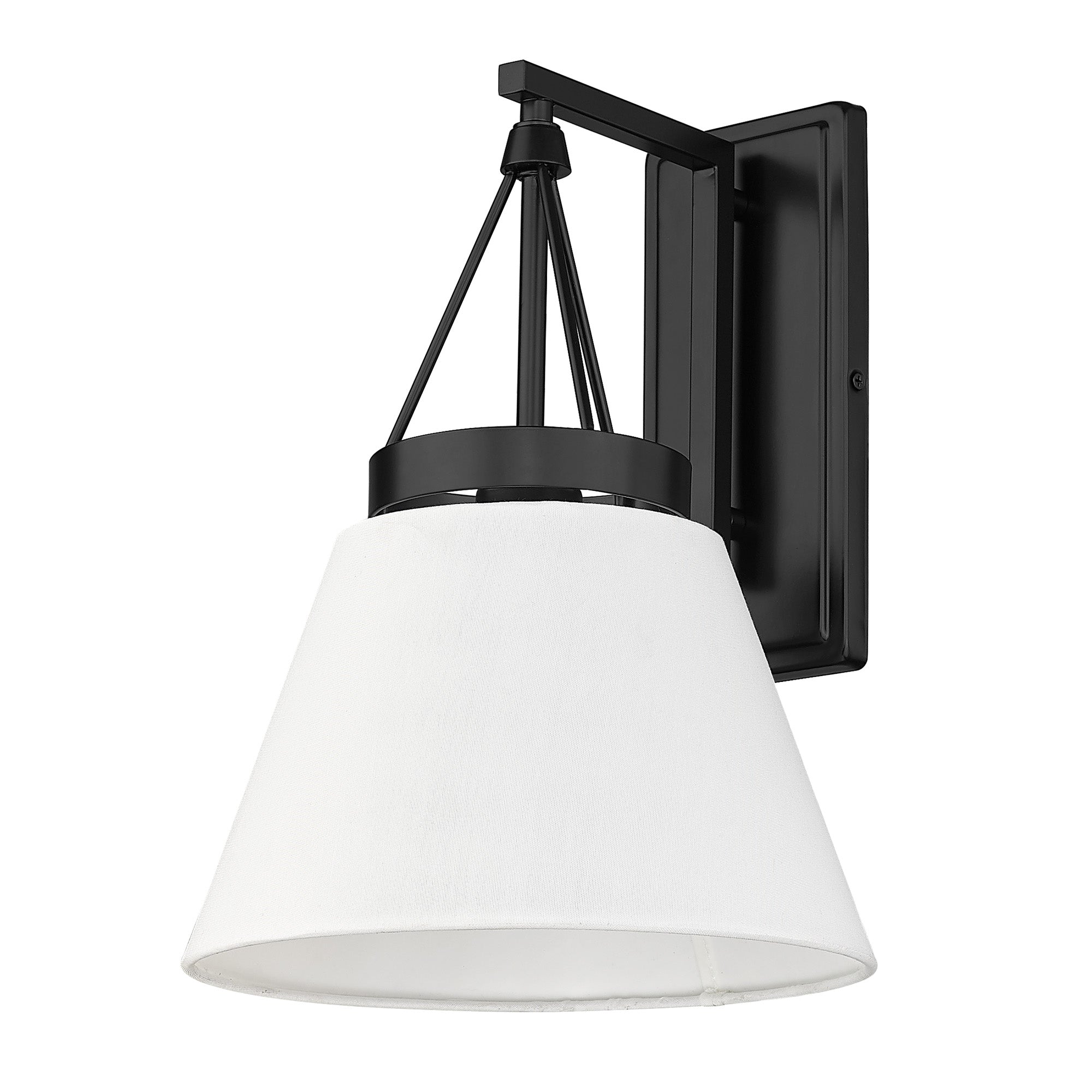 Penn 1 Light Wall Sconce in Matte Black with Modern White Shade - - Golden Lighting