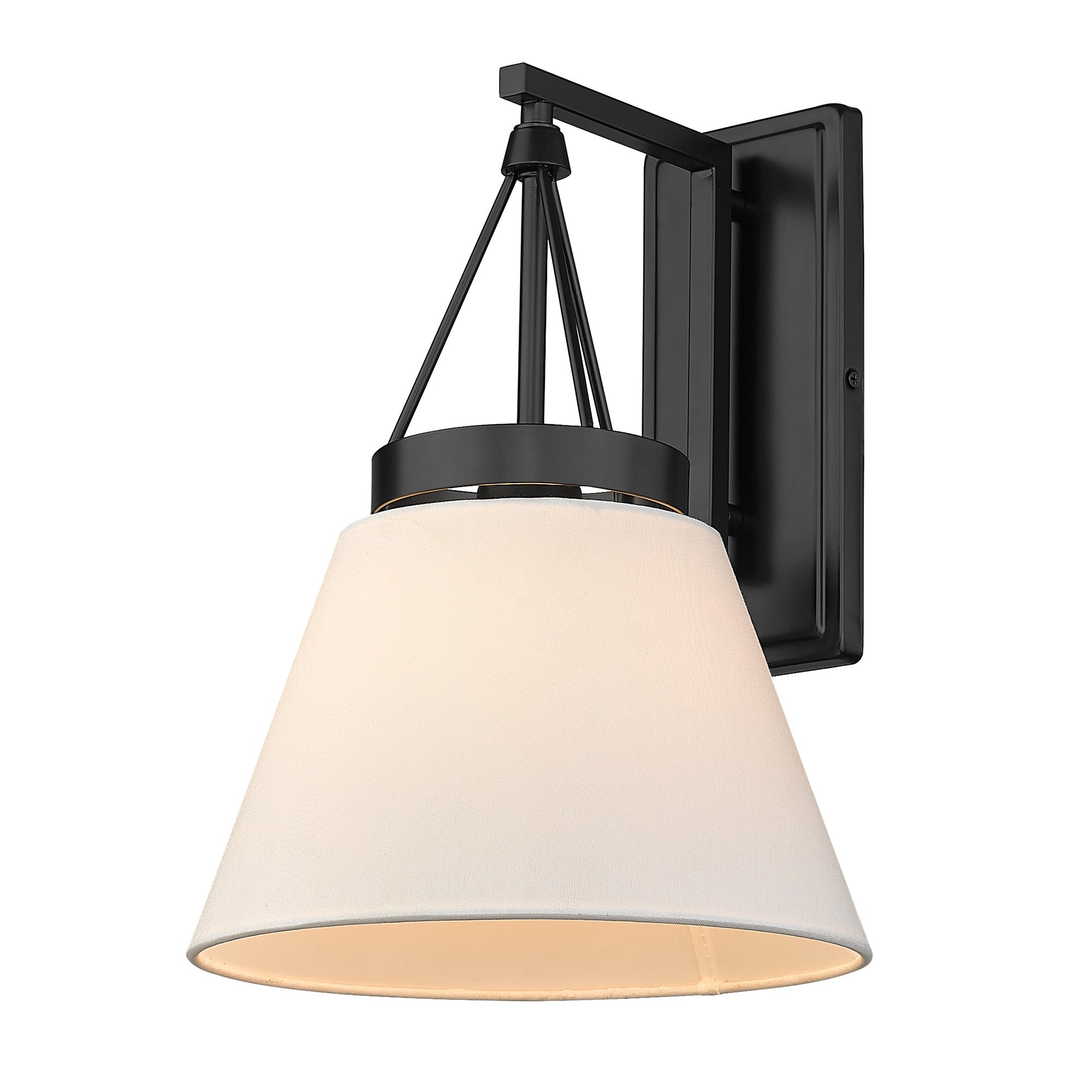 Penn 1 Light Wall Sconce in Matte Black with Modern White Shade - Matte Black / Modern White / White - Golden Lighting