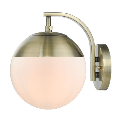 Golden Lighting Dixon 1-light Wall Sconce in Aged Brass and Opal Glass - - Golden Lighting