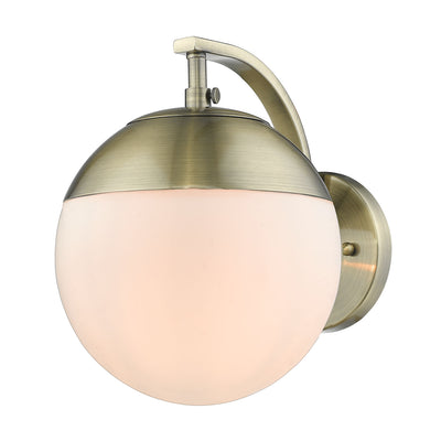 Golden Lighting Dixon 1-light Wall Sconce in Aged Brass and Opal Glass - - Golden Lighting