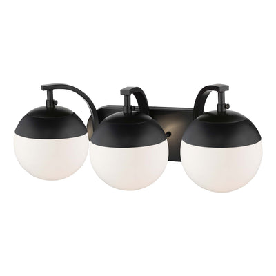 Golden Lighting Dixon 3-light Vanity in Matte Black and Opal Glass - - Golden Lighting