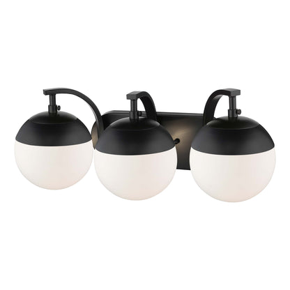 Golden Lighting Dixon 3-light Vanity in Matte Black and Opal Glass - - Golden Lighting