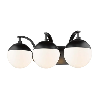 Golden Lighting Dixon 3-light Vanity in Matte Black and Opal Glass - - Golden Lighting