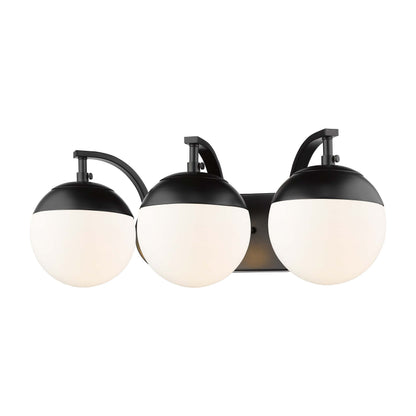 Golden Lighting Dixon 3-light Vanity in Matte Black and Opal Glass - - Golden Lighting