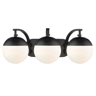 Golden Lighting Dixon 3-light Vanity in Matte Black and Opal Glass - - Golden Lighting
