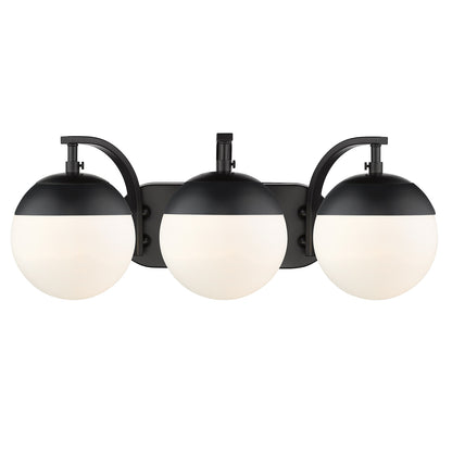 Golden Lighting Dixon 3-light Vanity in Matte Black and Opal Glass