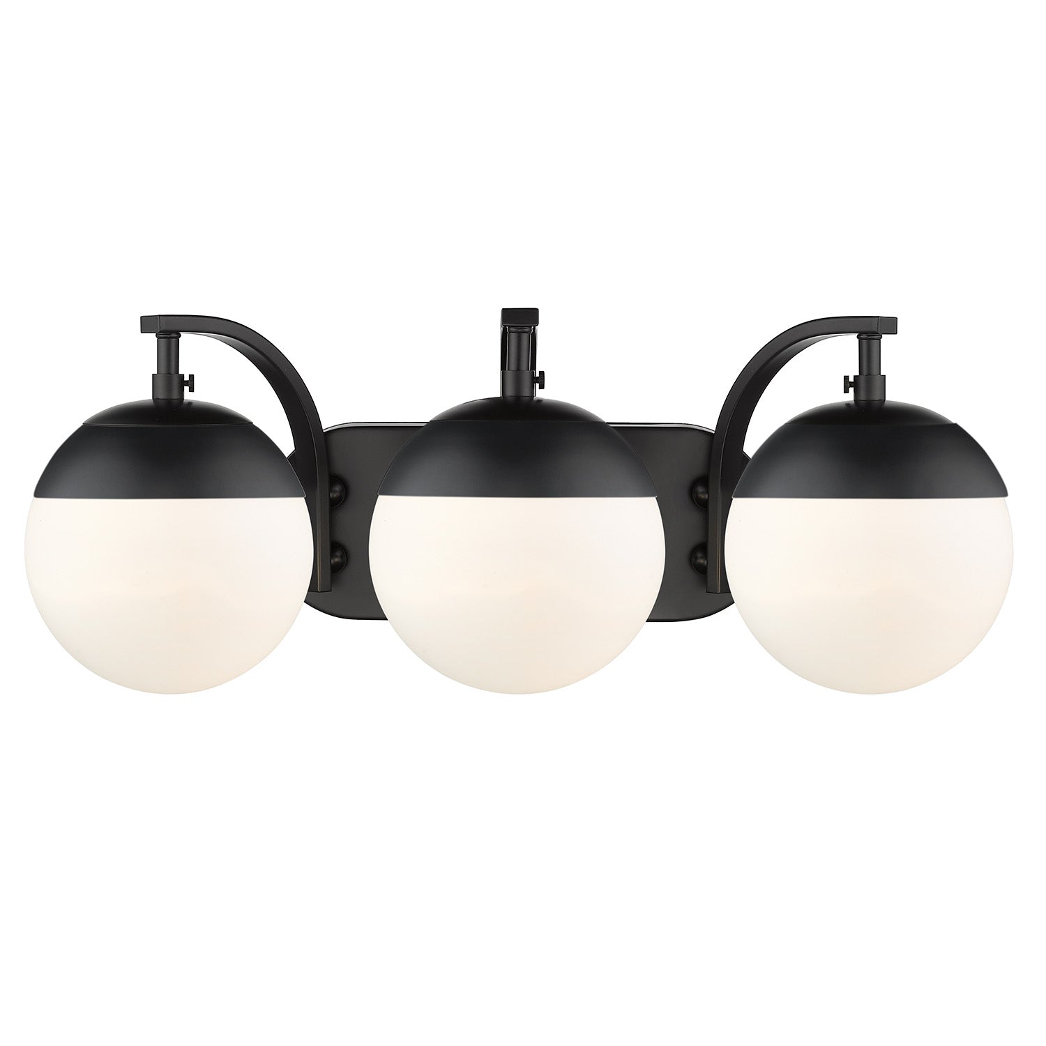 Dixon 3-Light Bath Vanity in Matte Black with Opal Glass and Matte Black Cap - - Golden Lighting