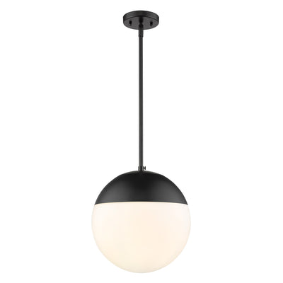 Golden Lighting Dixon 1-light 12in Pendant and Matte Black shade and Opal Glass - - Golden Lighting