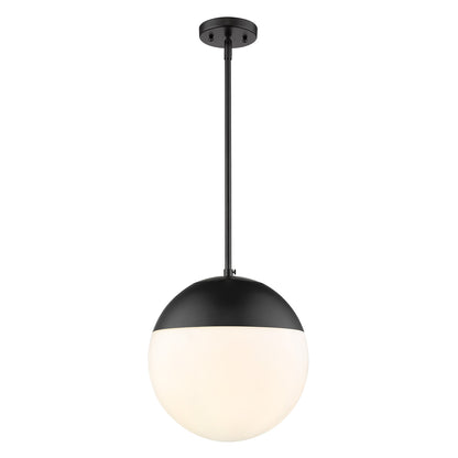 Golden Lighting Dixon 1-light 12in Pendant and Matte Black shade and Opal Glass - - Golden Lighting