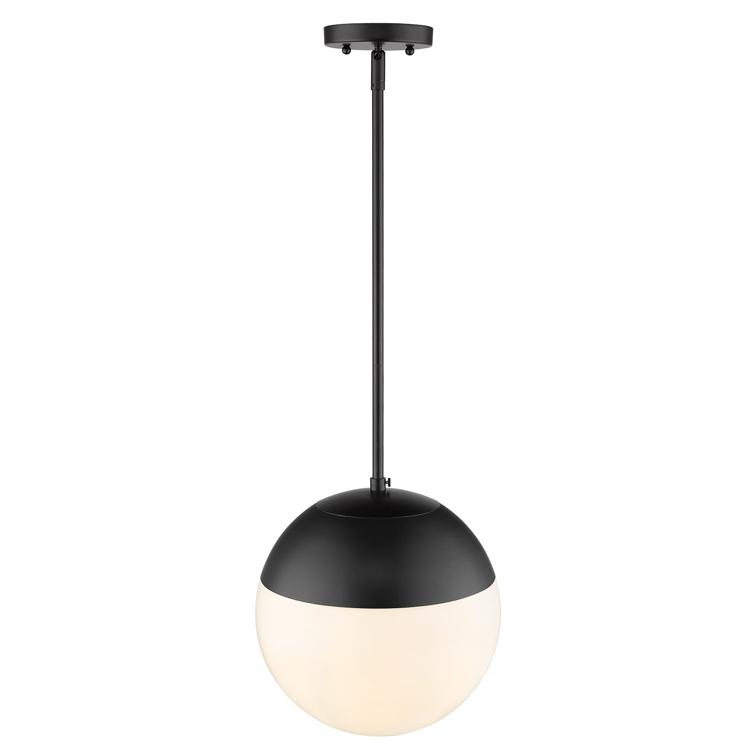 Golden Lighting Dixon 1-light 12in Pendant and Matte Black shade and Opal Glass - - Golden Lighting