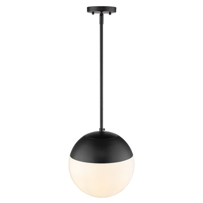 Golden Lighting Dixon 1-light 12in Pendant and Matte Black shade and Opal Glass - - Golden Lighting