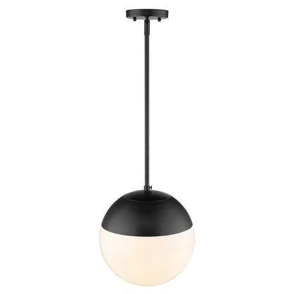 Golden Lighting Dixon 1-light 12in Pendant and Matte Black shade and Opal Glass - - Golden Lighting