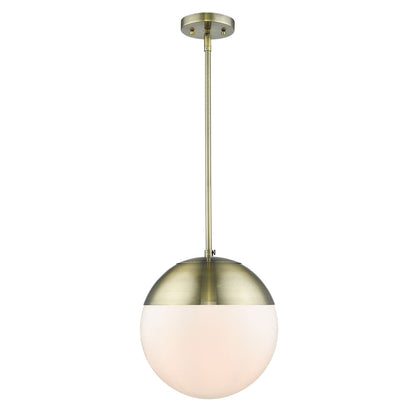 Dixon Pendant in Aged Brass with Opal Glass and Aged Brass Cap - - Golden Lighting