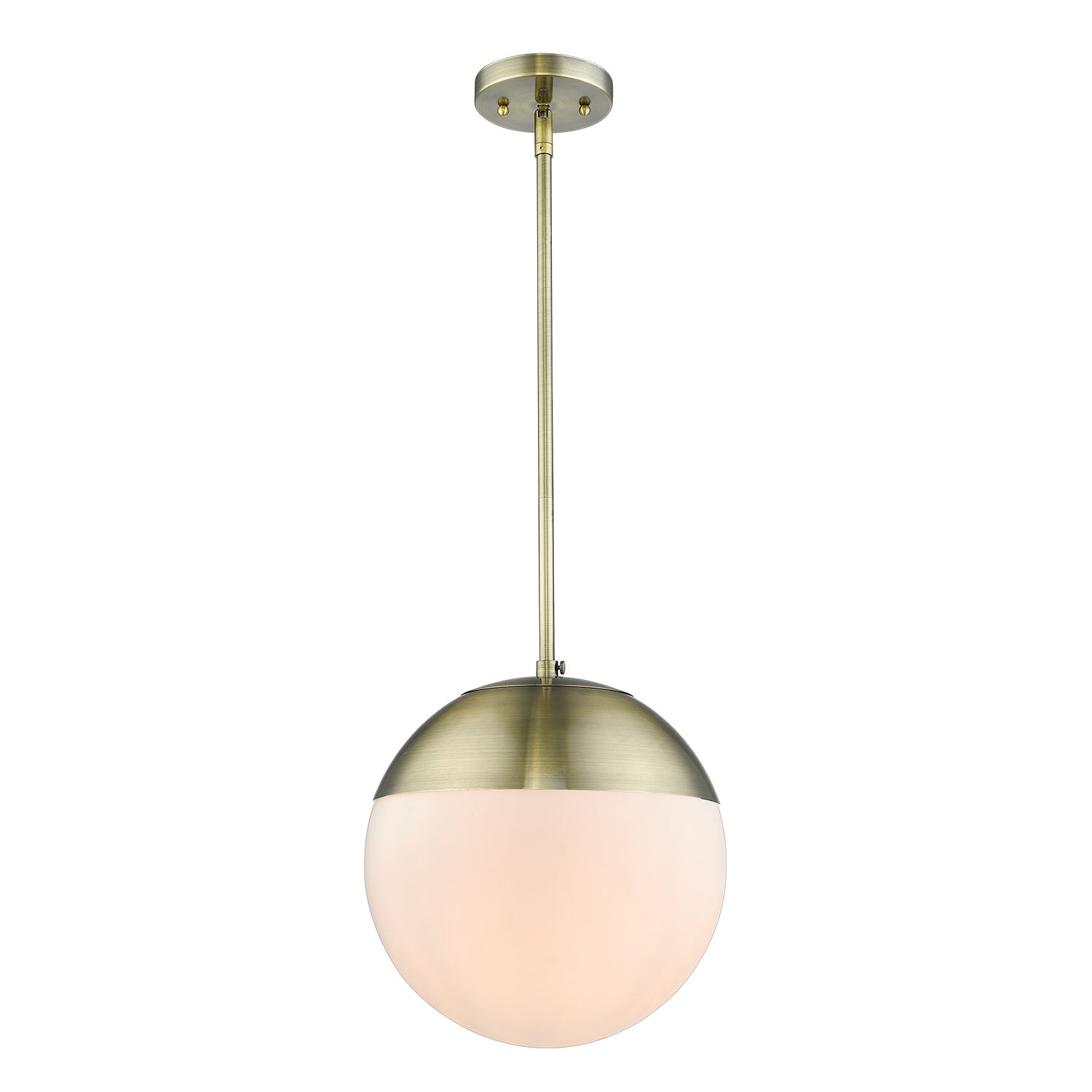 Dixon Pendant in Aged Brass with Opal Glass and Aged Brass Cap - Aged Brass / Opal / White - Golden Lighting