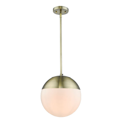 Dixon Pendant in Aged Brass with Opal Glass and Aged Brass Cap - Aged Brass / Opal / White - Golden Lighting