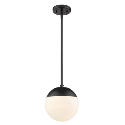 Golden Lighting Dixon 1-light Pendant in Matte Black and Opal Glass - - Golden Lighting