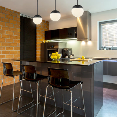 Golden Lighting Dixon 1-light Pendant in Matte Black and Opal Glass - - Golden Lighting