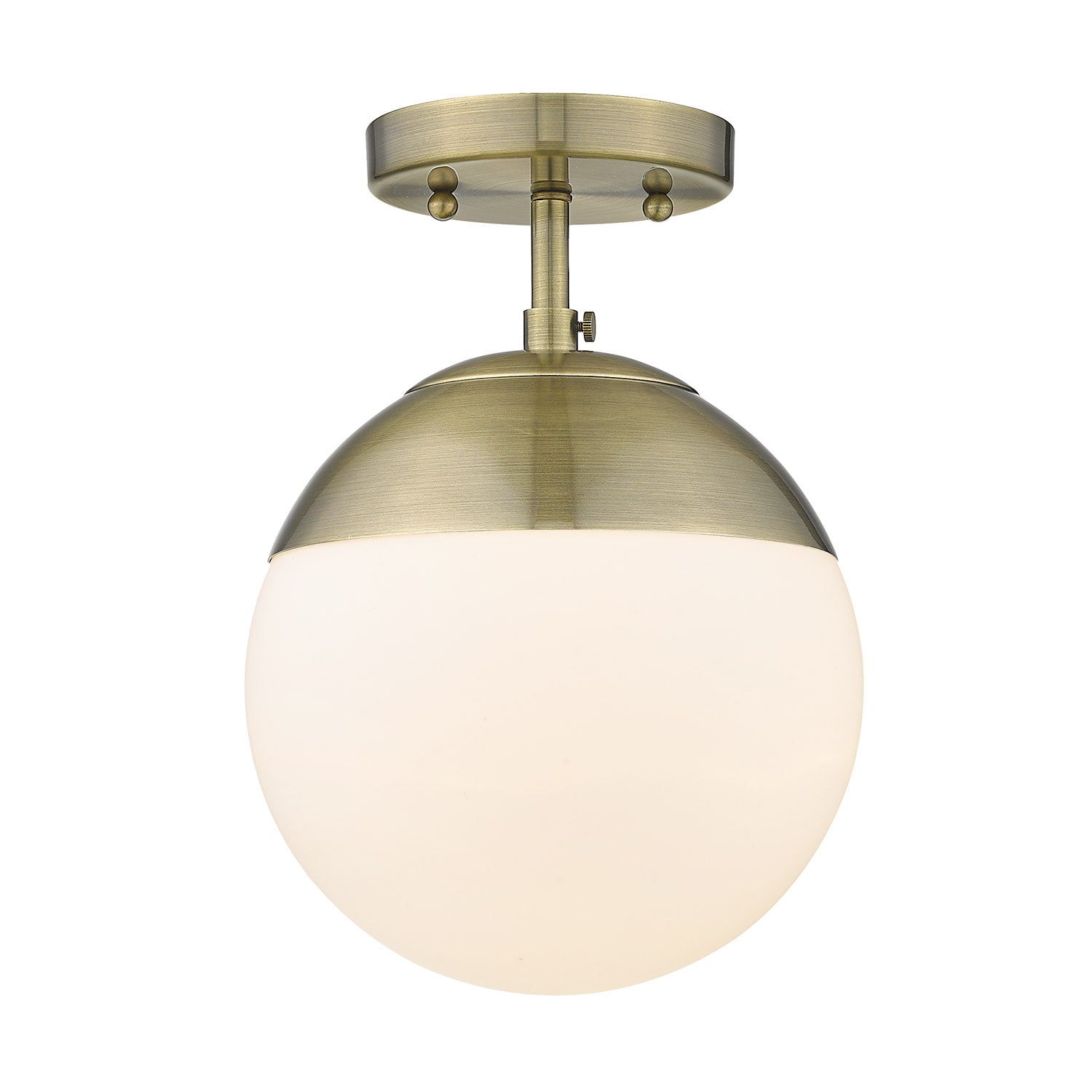 Dixon Semi-Flush in Aged Brass with Opal Glass and Aged Brass Cap - Default Title - Golden Lighting