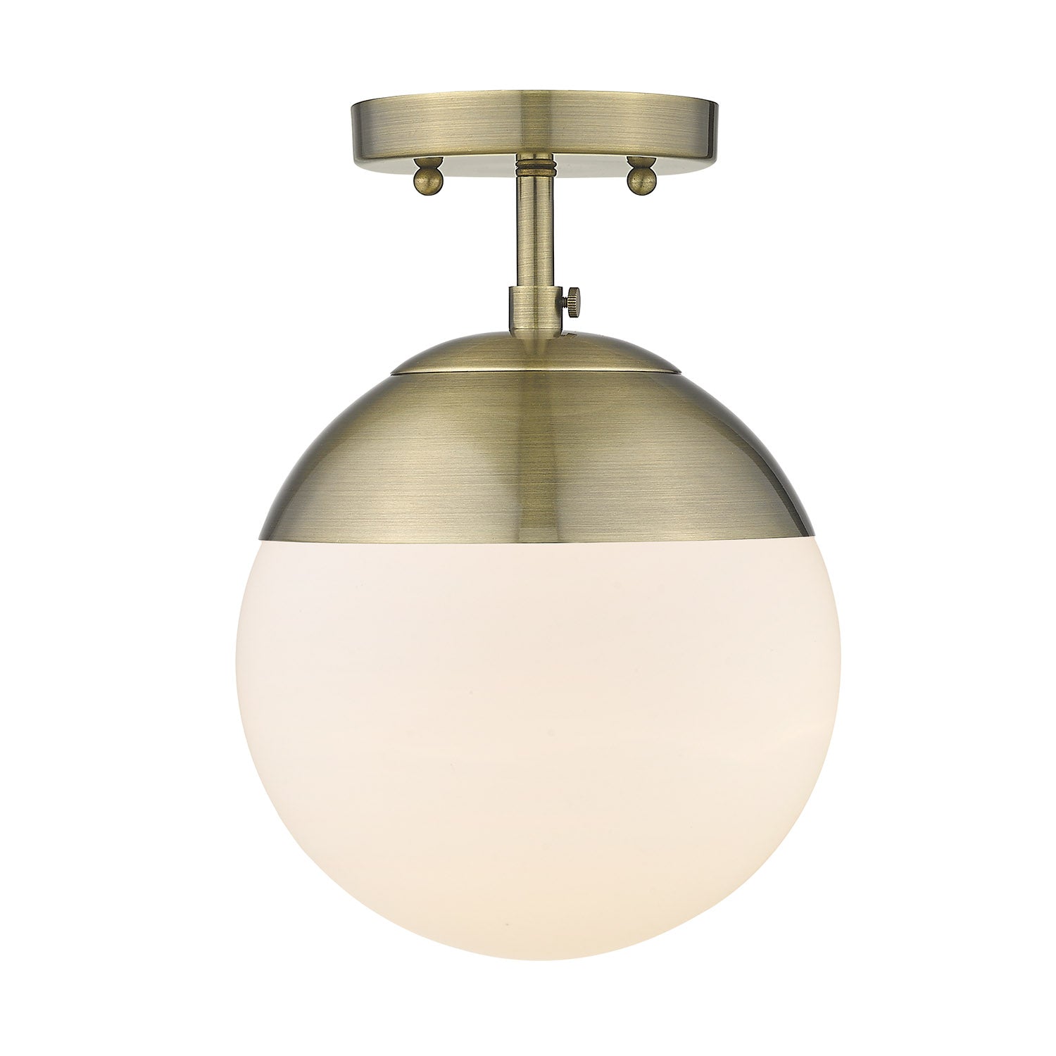 Dixon Semi-Flush in Aged Brass with Opal Glass and Aged Brass Cap - - Golden Lighting