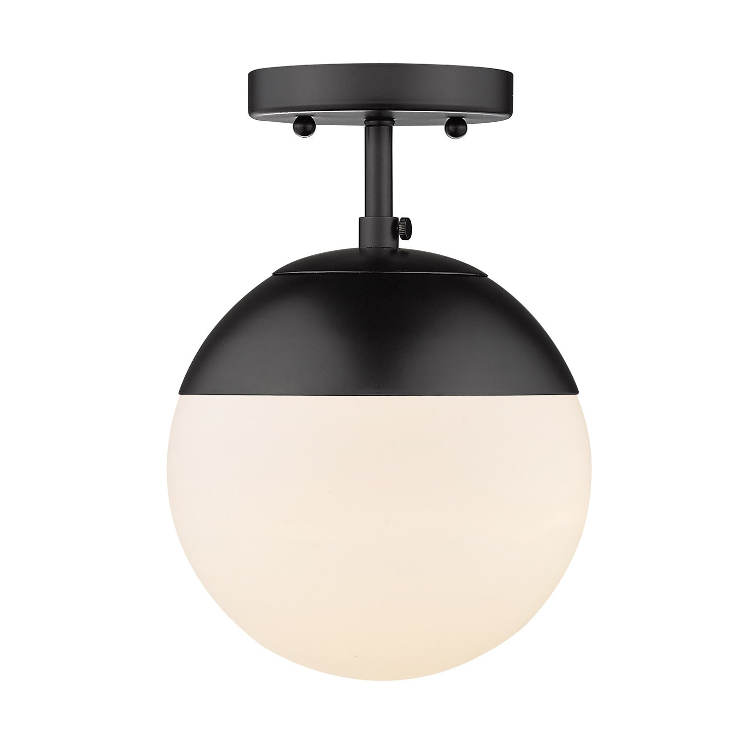 Dixon Semi-Flush in Matte Black with Opal Glass and Matte Black Cap - - Golden Lighting