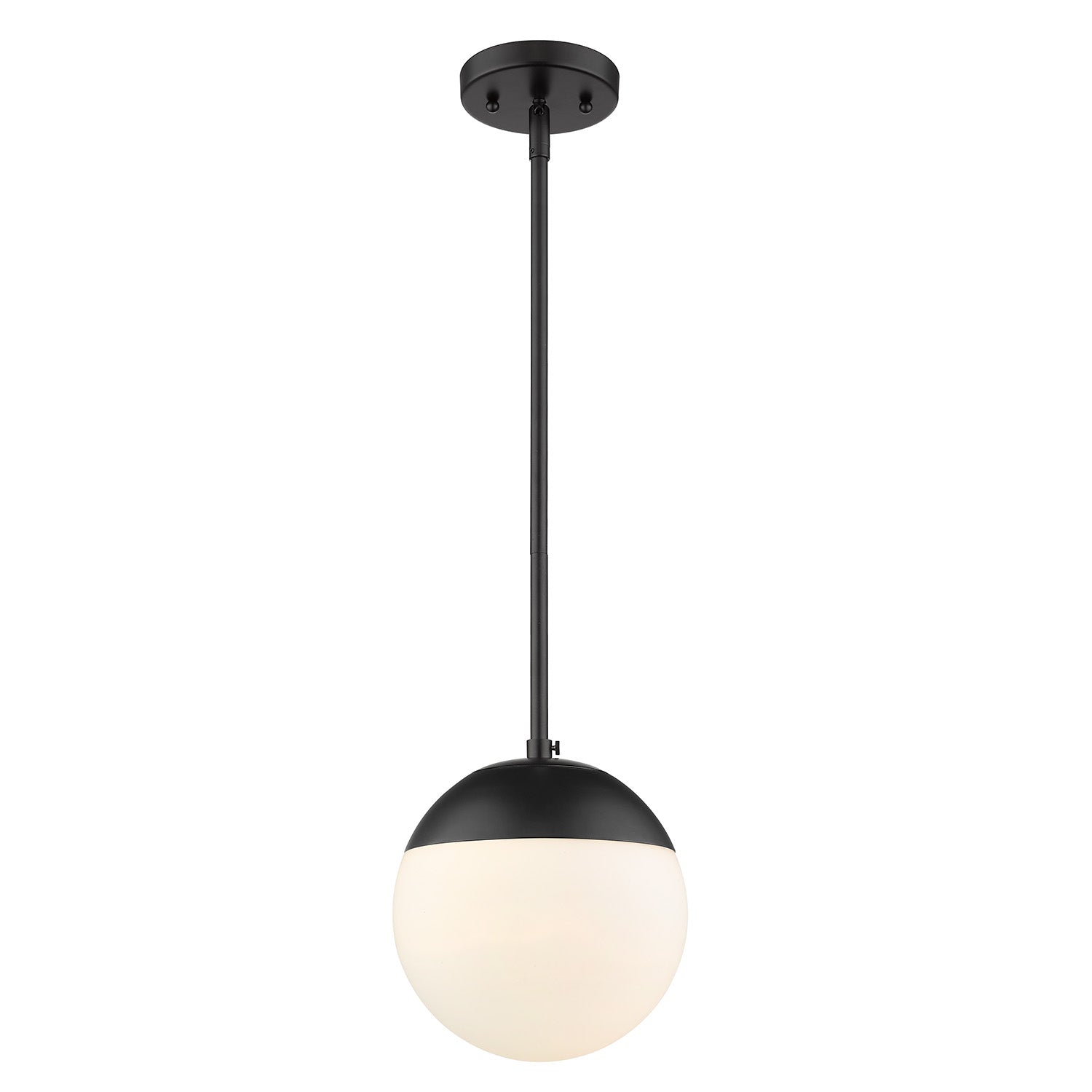 Dixon Small Pendant in Matte Black with Opal Glass and Matte Black Cap - Matte Black / Opal / White - Golden Lighting