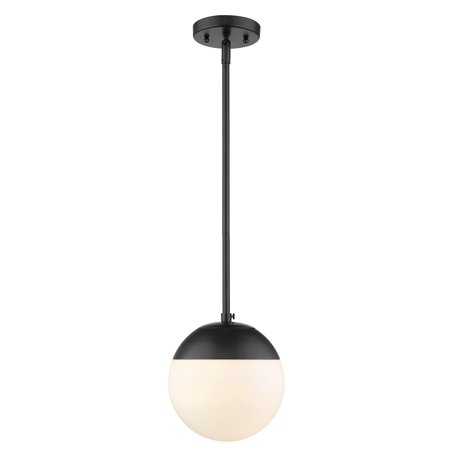 Dixon Small Pendant in Matte Black with Opal Glass and Matte Black Cap - - Golden Lighting