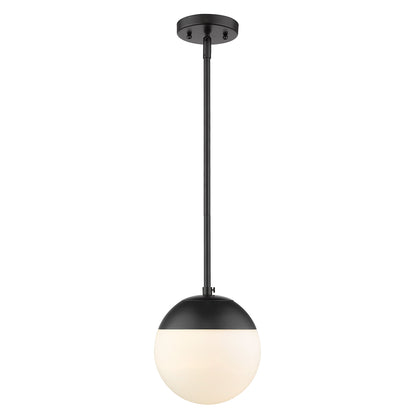 Dixon Small Pendant in Matte Black with Opal Glass and Matte Black Cap - - Golden Lighting