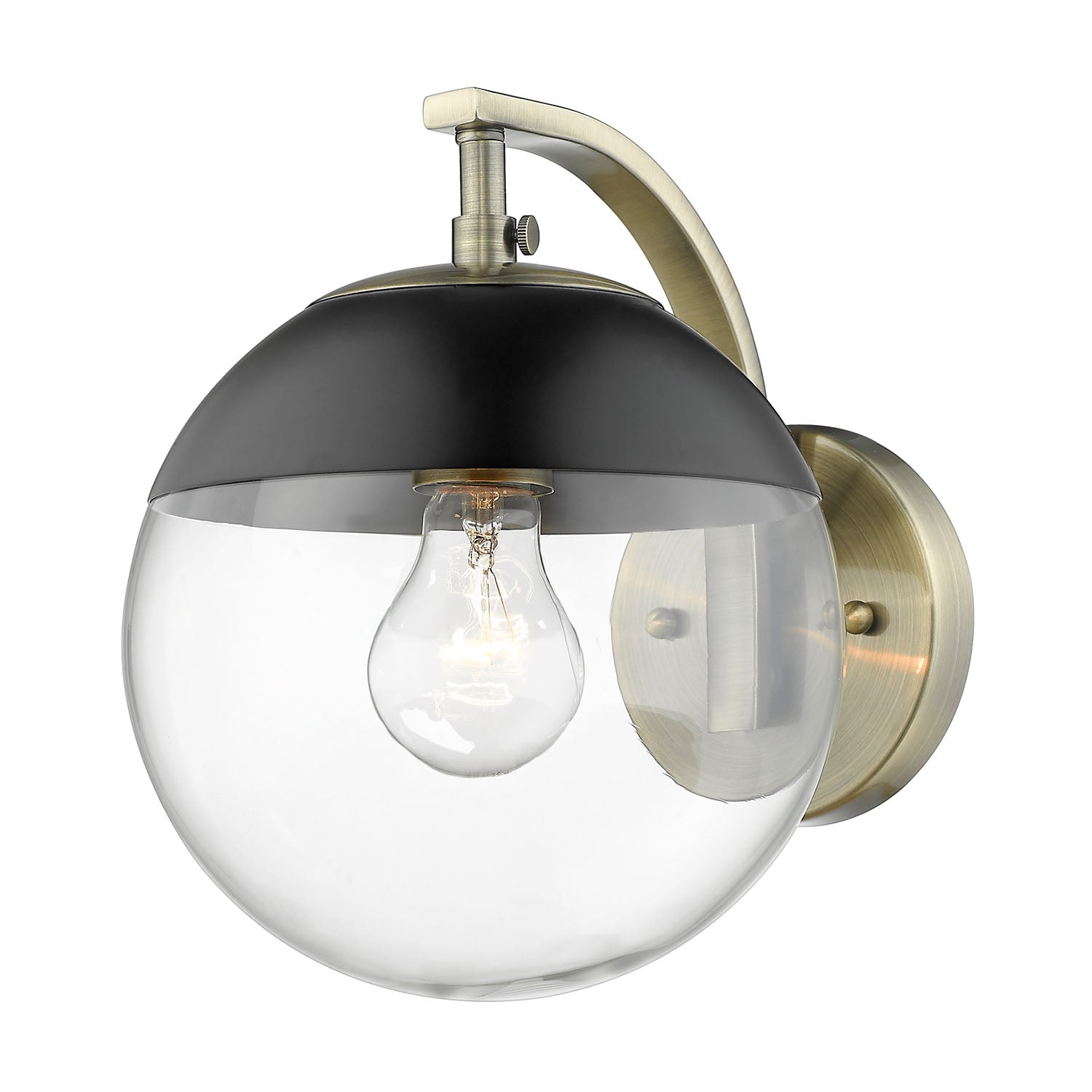 Dixon Sconce in Aged Brass with Clear Glass and Matte Black Cap - - Golden Lighting