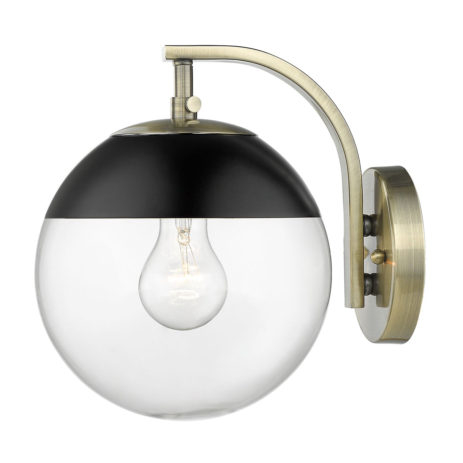 Dixon Sconce in Aged Brass with Clear Glass and Matte Black Cap - Default Title - Golden Lighting