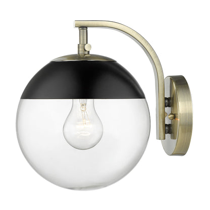 Dixon Sconce in Aged Brass with Clear Glass and Matte Black Cap - Aged Brass / Clear Glass / Clear - Golden Lighting