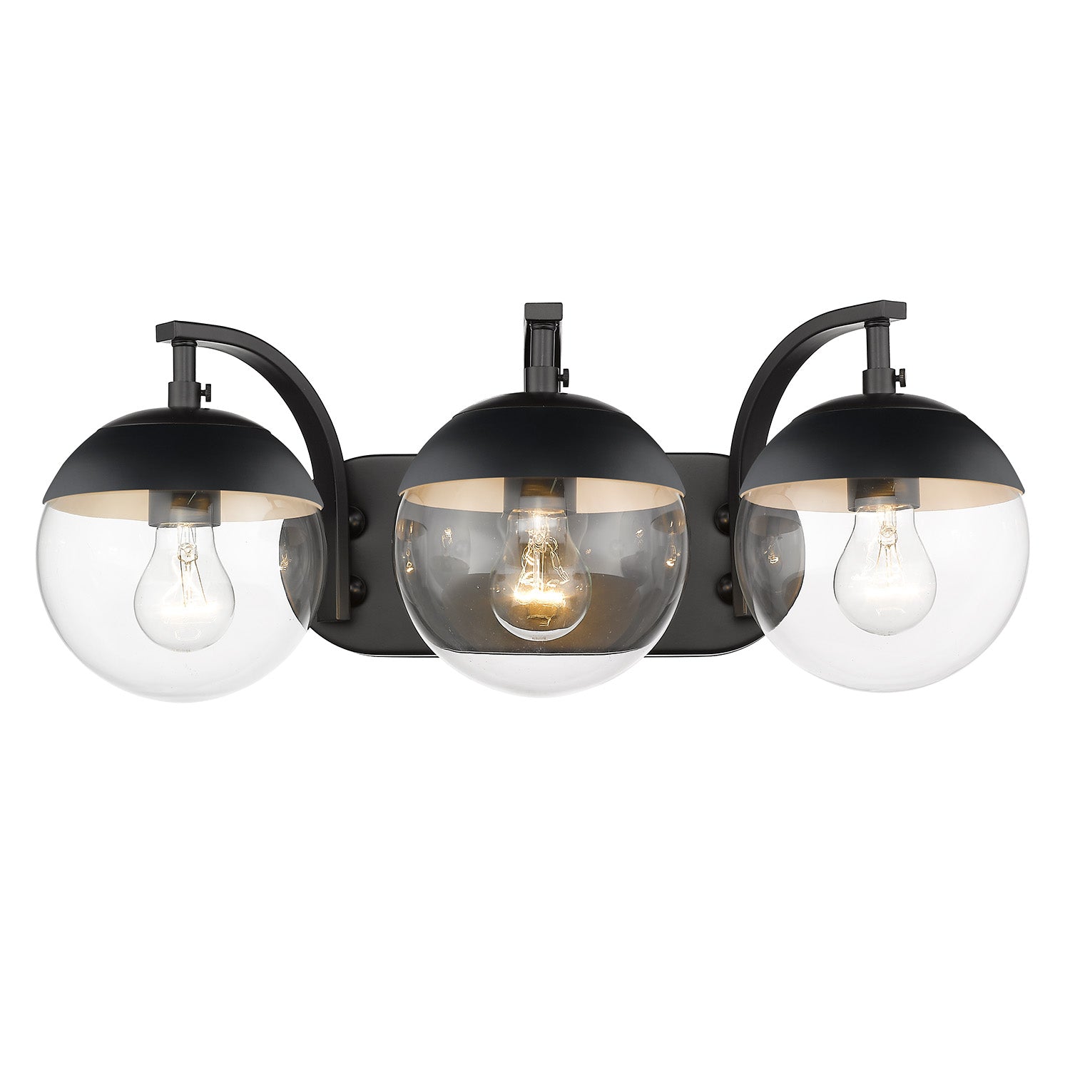 Golden Lighting Dixon 3-light Vanity in Matte Black and Clear Glass - - Golden Lighting