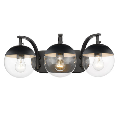 Golden Lighting Dixon 3-light Vanity in Matte Black and Clear Glass - - Golden Lighting