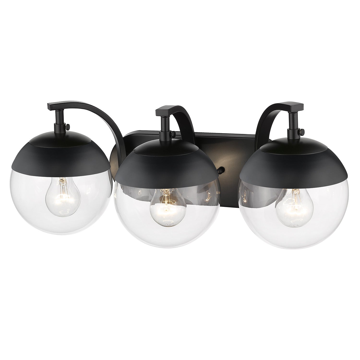 Golden Lighting Dixon 3-light Vanity in Matte Black and Clear Glass - - Golden Lighting