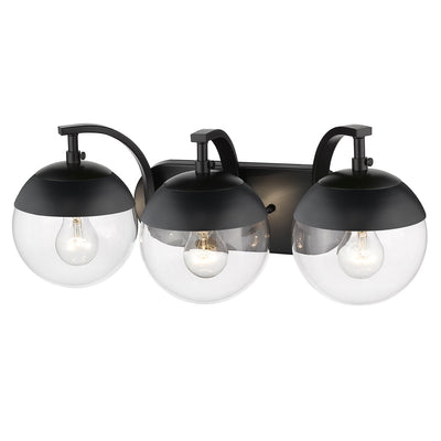 Golden Lighting Dixon 3-light Vanity in Matte Black and Clear Glass - - Golden Lighting