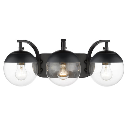 Golden Lighting Dixon 3-light Vanity in Matte Black and Clear Glass