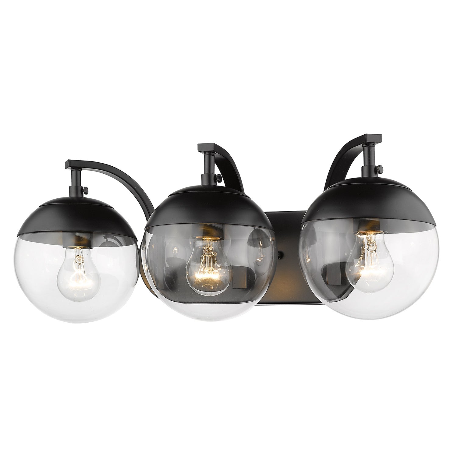 Dixon 3-Light Bath Vanity in Matte Black with Clear Glass and Matte Black Cap - Default Title - Golden Lighting