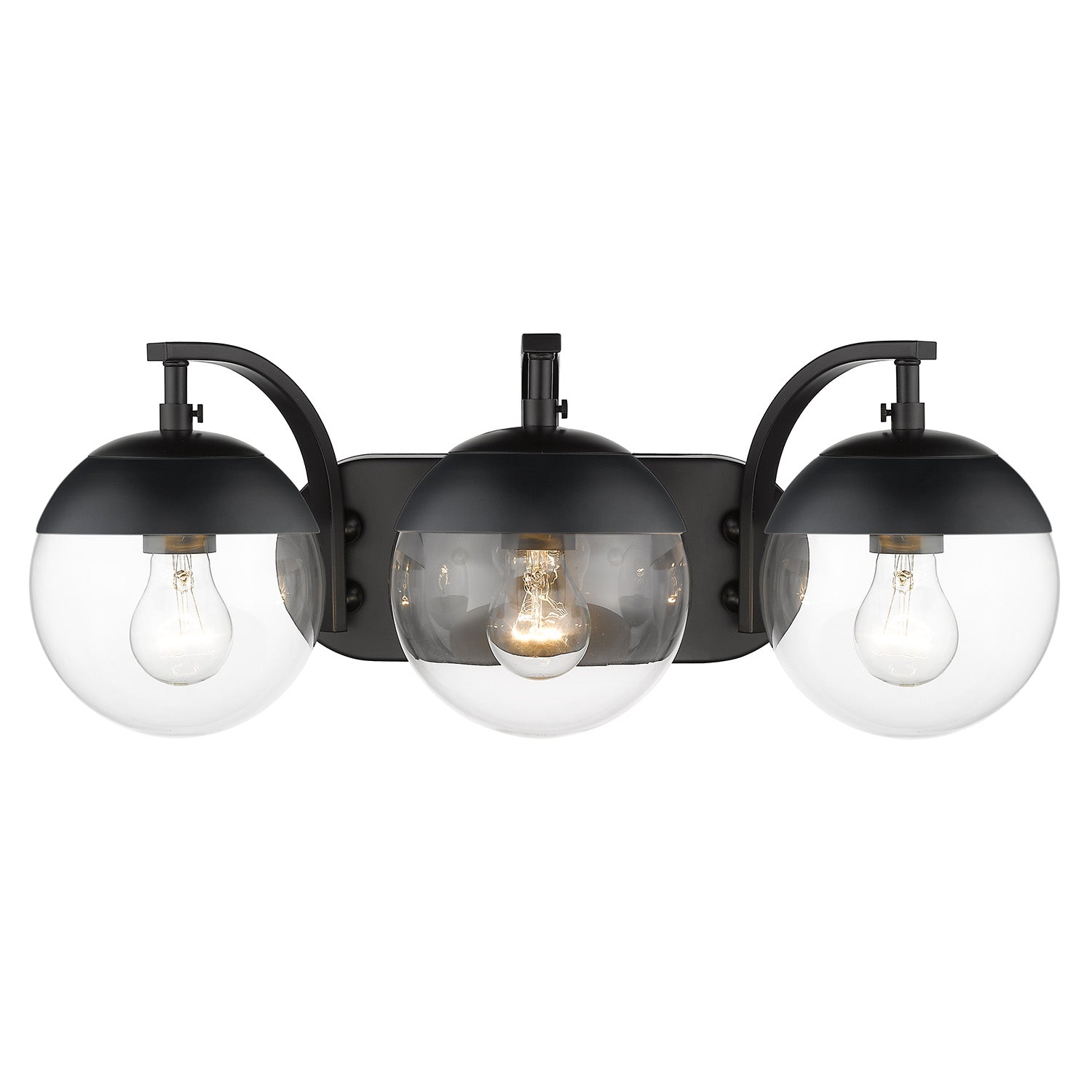 Dixon 3-Light Bath Vanity in Matte Black with Clear Glass and Matte Black Cap - - Golden Lighting