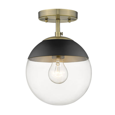 Golden Lighting Dixon 1-light Semi-Flush Mount in Aged Brass and Clear Glass - - Golden Lighting