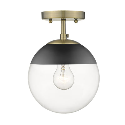 Golden Lighting Dixon 1-light Semi-Flush Mount in Aged Brass and Clear Glass - Default Title - Golden Lighting