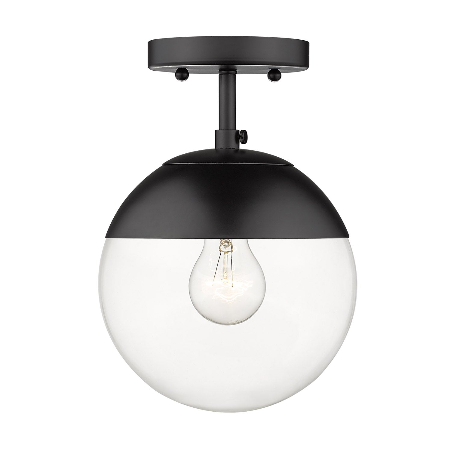 Dixon Semi-Flush in Matte Black with Clear Glass and Matte Black Cap - - Golden Lighting