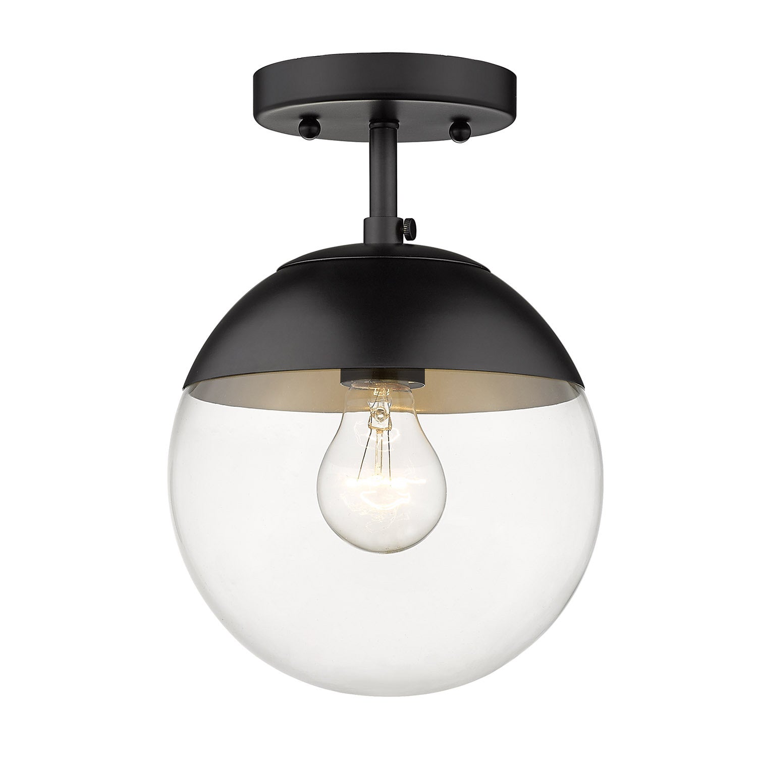 Dixon Semi-Flush in Matte Black with Clear Glass and Matte Black Cap - Default Title - Golden Lighting